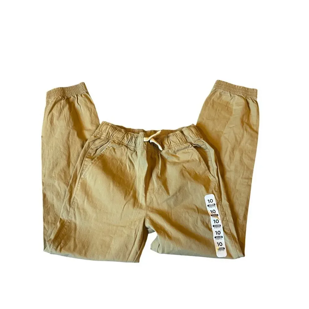 Children’s Place Boys Khaki Jogger Pants Size 10 Elastic Waist Pull-On Beige